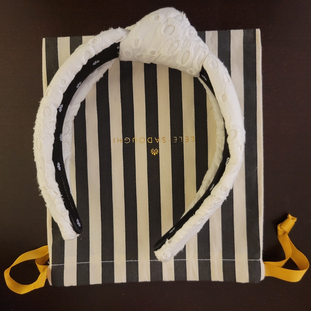 Lele Sadoughi White Eyelet headband